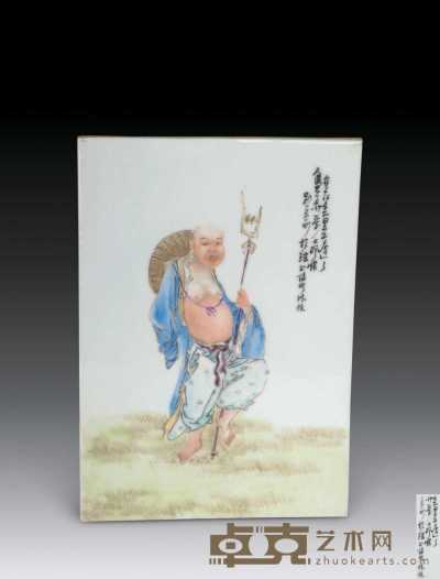 民国 粉彩人物瓷板 25.5×17.5cm